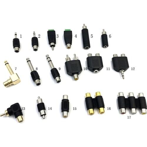 17 types of RCA adapters Audio plug connector RCA male female to RCA 3.5mm 6.35mm mono stereo male female connector