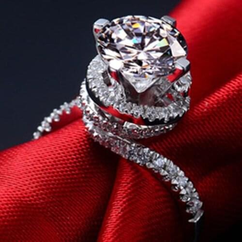 2 Carat 14K White Gold Torsion Arms Style Vogue Test Positive Moissanite Women Engagement Ring Girl Love Best Valentines Day