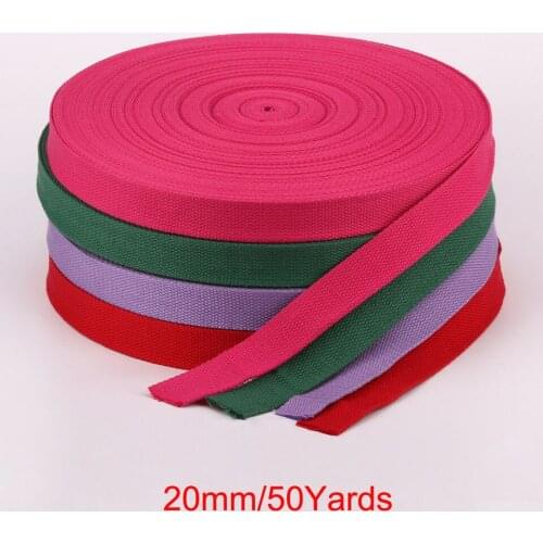 50 Yards 20mm Soft Cotton Canvas Webbing Strap for Backpack 1.2mm-1.5mm Thickness Bias Tape Bag Strap Sewing Ribbon 17 Colors