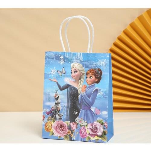6pcs Gift Bag Disney Frozen Princess Car Avengers Spiderman Cartoon Gift Wrapping Paper Bag Shopping Tote Bag Party Supplies