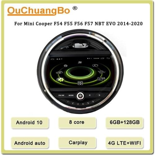 Ouchuangbo 4G Android 10 Audio GPS Radio CarPlay for Mini Cooper F54 F55 F56 F57 NBT EVO 2014-2020 DSP 8 Core 128GB Head Unit