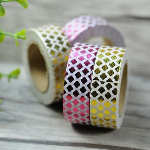 Free shipping 15mm*10m golden foil stamping washi paper tape/golden little diamond making washi tape