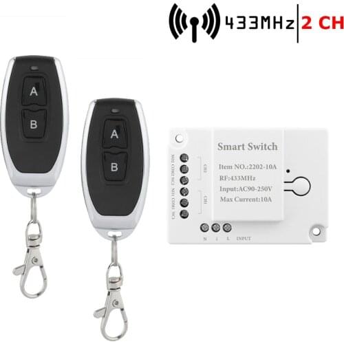 433MHz Wireless Remote Control Switch 220V 110V AC 10A Relay Module Garage Door Gate Controller Rf Transmitter Light/Home/DIY