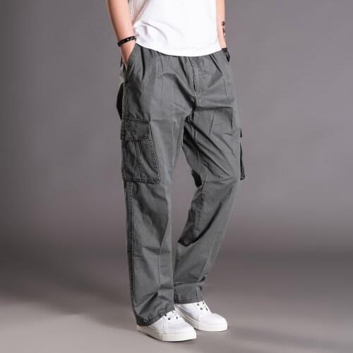 Summer Zipper Men Pants Casual Straight Trousers for Men Clothing 2021 with Pocket Confortable Work Pants Black Gray