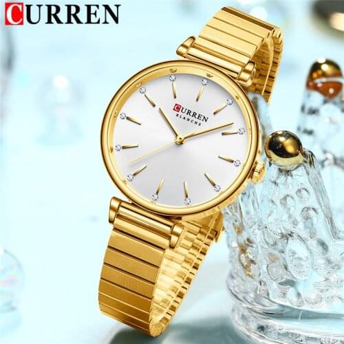 CURREN Women Watch Top Brand Luxury Gold Female Waterproof Clock Stainless Steel Bracelet Fashion Simple Ladies Wristwatch 9081