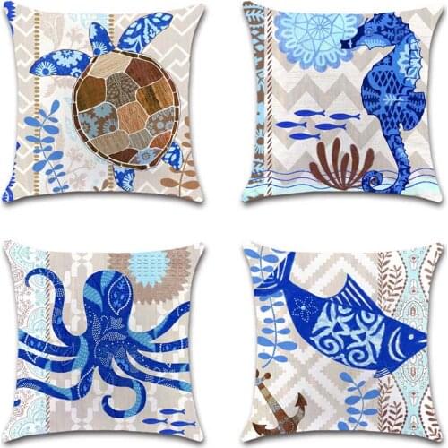 Ocean sea Turtle fish octopus white Cushion Cover Decorative Home sofa seat Decor friend office kids bedroom gift pillowcase