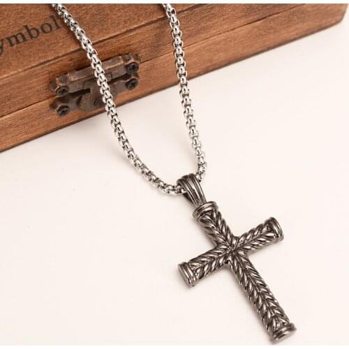 Black Silver Gold Color Jewelry Antique Cross Crucifix Jesus Cross Pendant Necklaces men boys jewelry boyfriend gift diy