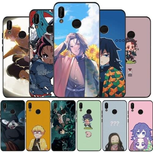 Demon slayer kimetsu no yaiba black Silicone soft Phone Case for huawei P40 P30 P20 P10 Pro P9 Lite Psmart 2019 Y6 Y9 cover