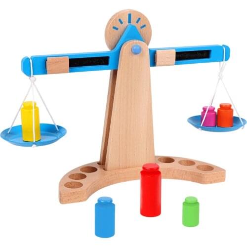 Kids Wooden Balance Game Children Weighing Educational Toys Balance Scales Montessori Toy Children Early Education Toy Gifts