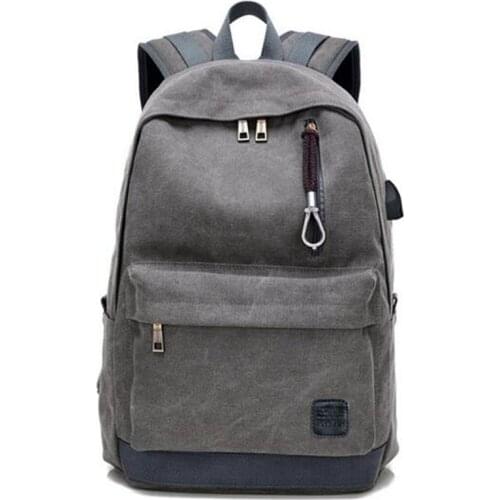 Men Women Canvas Backpack USB Charging Headphone Holes Backpack for Teenagers Adult Office Laptop Ipad Daypack mochila Backpack