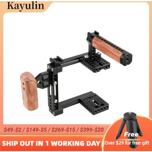 Kayulin Dual-use Adjustable Dslr Camera Cage Kit with Wooden handle grip for Universal Dslr cameras