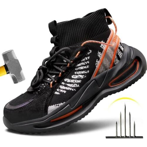 Mens Safety Shoes Boots With Steel Toe Cap Casual Mens Boots Work Indestructible Shoes Puncture-Proof Work Sneakers