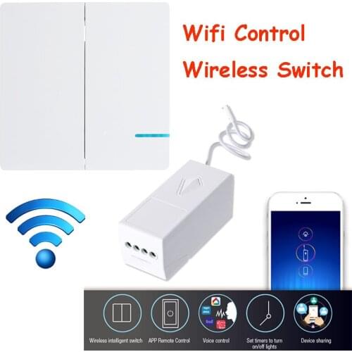 EU US 2 Gang 1 Way Wifi Wall Switch Wireless Remote Light Relay Smart App Voice Control Wifi Switch Work Alexa Tuya Smartlife