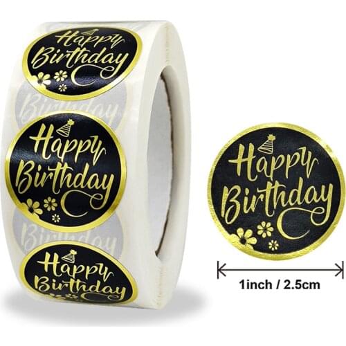 New Styles 1inch Round Happy Birthday Stickers 50-500pcs cute birthday party Gift Decoration Supplies Greeting Card Tags