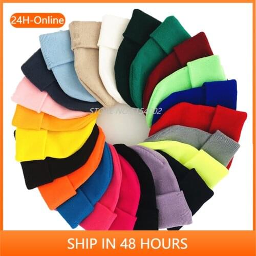 Solid Knitted Hats for Women Winter Soft Warm Knitted Cap Men Women Skullcap Hats Gorro Ski Caps Fashion Beanies for Women 2020