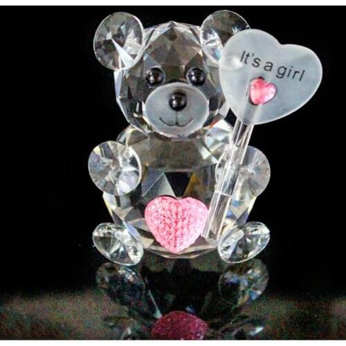 Huge Size Crystal Glass Bear Figurines Paperweight Feng Shui Ornaments Animals Crafts Home Wedding Decor Gifts Souvenirs