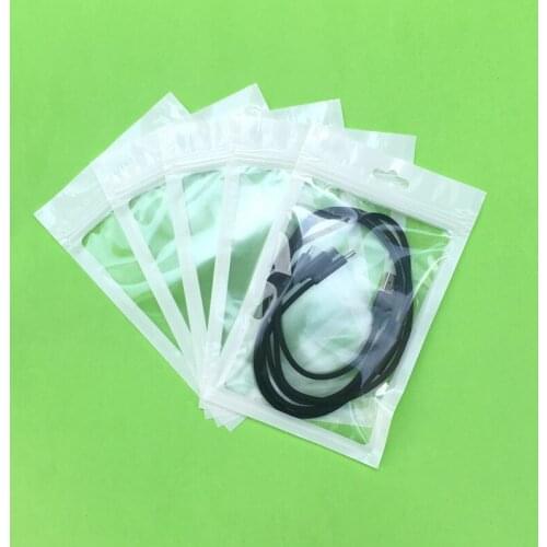 Wholesale 1000pcs/lot 12*19CM white clear Plastic zipper opp bag retail package for cable charger mobile phone accessories