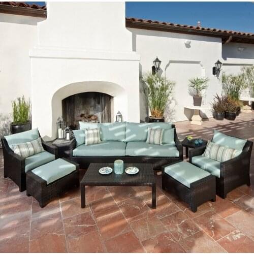 Factory direct sale Outdoor Wicker Furniture 8 Piece Sofa With Club Chair And Ottoman Set