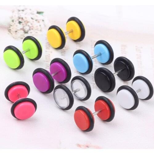 Man Ear stud screw 90pcs 9 color s of Cheater faux fake Ear Plugs Gauges Tapers 16G Earrings body jewelry