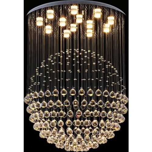 Modern K9 Crystal Chandelier Square & Balls Shaped Crystal Chandelier LED Lighting Luxury Villa Duplex Stairs Light Free Ship