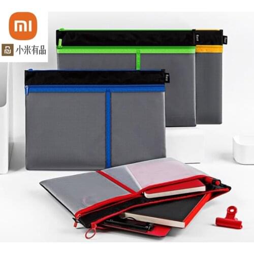 Xiaomi youpin file bag zipper bag A4 storage large capacity grid file bag zipper tote bag hand carry student office file bag
