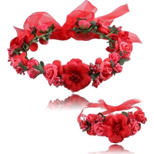 Bridal headdress hair accessories wedding decoration simulation flowers dance headdress bracelet bride wedding garland