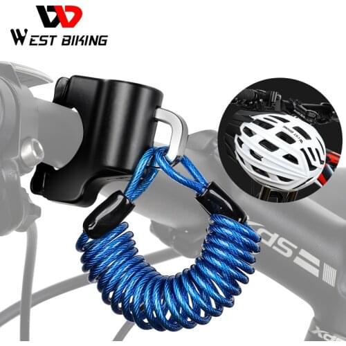 WEST BIKING Mini Bike Helmet Lock Anti-Theft Alloy Cable Lock for Helmet Bag Motorcycle MTB Bicycle Accessories with Two Keys