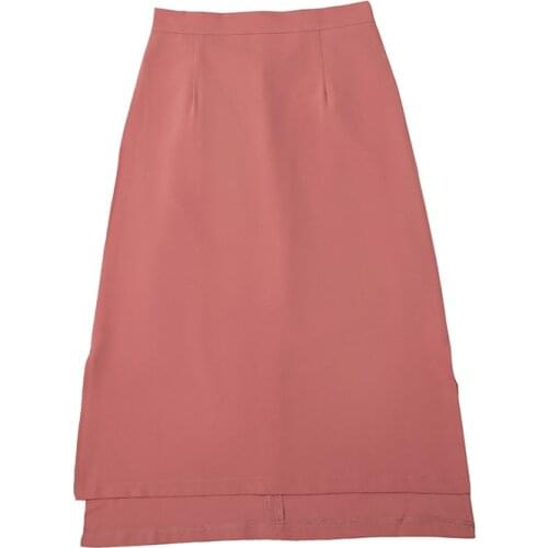 2021 New Spring Summer Women High Waist Slim Long Skirt Korean Fashion Split Hem Solid Color Office Lady Elegant Skirt