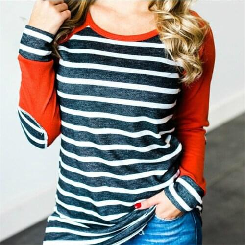 S-3XL autumn spring o neck long sleeve tshirt casual leisure striped t shirt womens long sleeve tops streetwear tshirt plus size