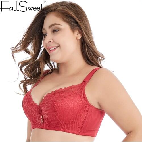 FallSweet Plus Size Lace Bras for Women High Street Lingerie D E Cup Push Up Underwire Brassieres Femme