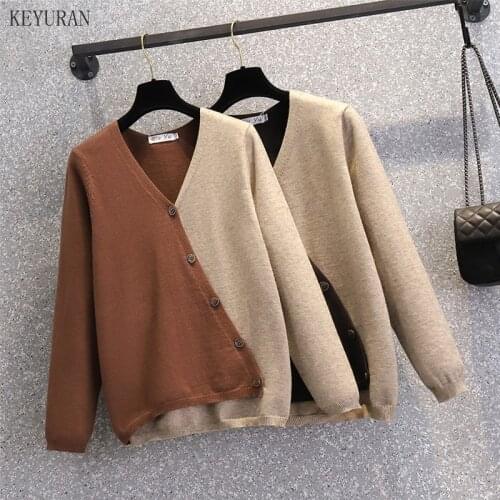Women Sweater Contrast Color Irregular Knit Spring Autumn Long Sleeve Knit Big Size Fashion Korean Loose Casual Women Tops