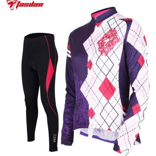 Tasdan Women Cycling Jersey Set Long Sleeve Winter Jacket Cycling Wear Cycling Clothings Bicycle Sports Wear High Quality