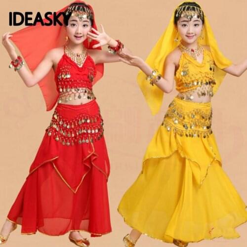 Egyptian oriental bollywood adult belly dance costume set suit woman for children professional kids bellydance top skirt dress