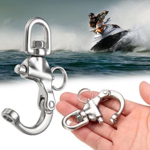 1 * Swivel With Snap Shackle Panic Hook 70mm Eye Fork 316 Stainless Steel