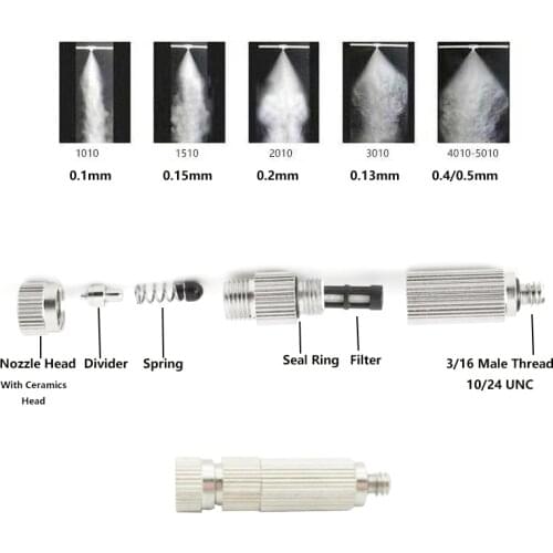 10PCS Water Spray Fog Nickeled Brass Nozzles Adjustable High Pressure Misting Garden Nozzle For Misting Cooling System 0.1-0.6mm