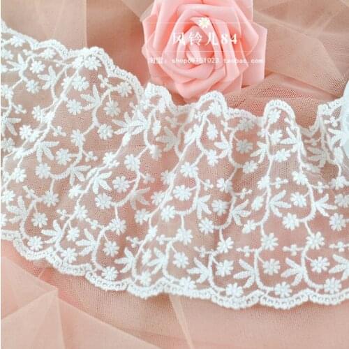 2 Meters DIY Clothing Accessories Cotton Ivory Bilateral Guipure Tulle Lace Trim Embroidery Exquisite Sewing Fabric Applique