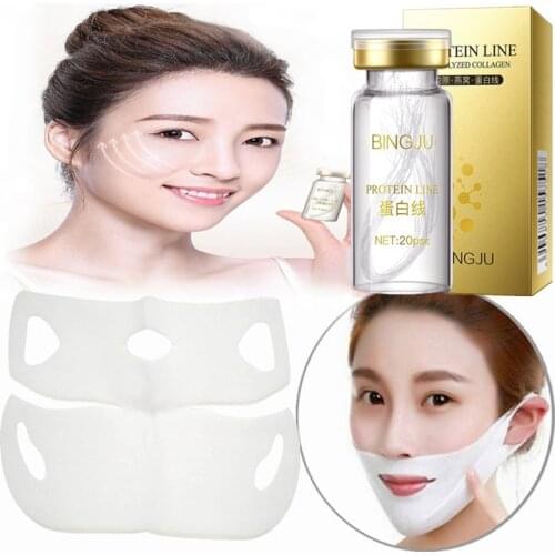 2PCS/Set Beauty Lifting Firming Anti Wrinkle Face Gel Mask with 20pcs/bottle Skin Care Lighten Fine Lines Protein Thread