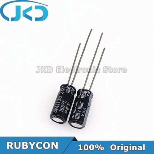 20pcs RUBYCON 10UF 100V 5*11mm 10UF100V 100V10UF 5x11mm Aluminum Electrolytic Capacitor 100% Original