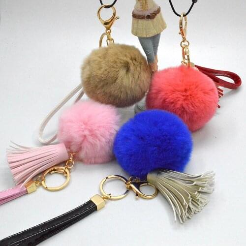2016 Fashion Jewelry Women Rabbit Chuzzle/Fluffies Tassels Pendant Key Chains Female Keychains Bag Pendants Accessories KC829