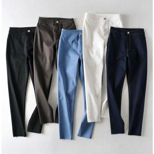 2021 Fashion High Waist Women Jeans Stretch Skinny Jeans Female Calca Jeans Slim Pencil Pants Black Denim Ladies Pants C2632