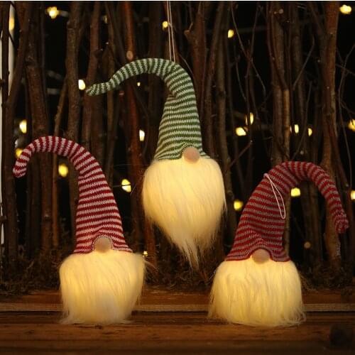 2021 Happy New Year and Christmas Luminous Charm Ornaments Decoration DIY Illuminated Faceless Doll Decoration Charm Home