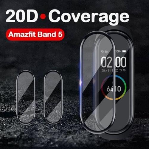 20D Curved Edge Full Soft Protective Film Cover For Xiaomi Huami Amazfit Band 5 Band 5 Smart Watch Screen Protector (Not Glass