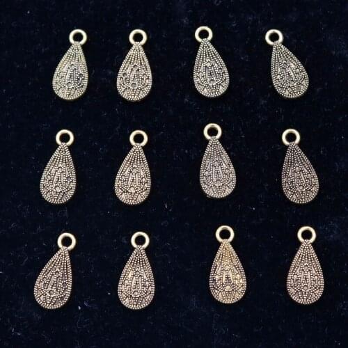 40pcs Antique Gold Color Raindrop Style Pendant Retro Earring Bracelet DIY Jewelry Handicraft Making 16 * 7mm P26