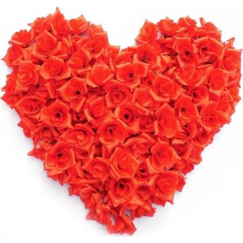 8cm Rose Artificial Flowers Heads Silk Flowers Red fake flowers Wedding Decor for Home love gift 50pcs/bag