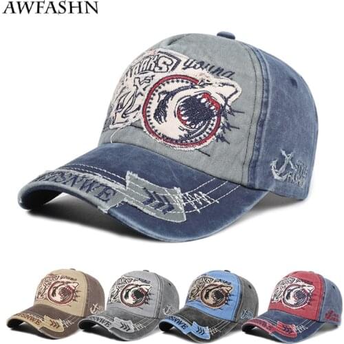 Shark Embroidery Patch Baseball Cap Womens Outdoor Sunscreen Sports Cap Mens Hip-Hop Adjustable Sun Hat High Quality Cotton