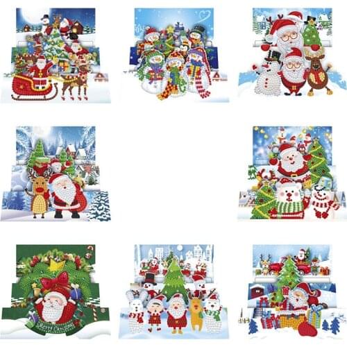 Diamond Painting Greeting Card Cartoon Christmas Birthday Postcard DIY Childrens Day Embroidery Greeting Card Gift