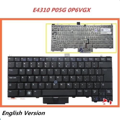 Laptop English Keyboard For Dell Latitude E4310 P05G 0P6VGX Notebook Replacement layout Keyboard