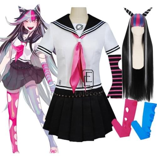 Anime Danganronpa Ibuki Mioda Cosplay Costume Dress Women Girls JK School Uniform Sailor Suit Wig