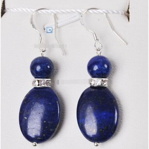 Free Shipping>>>Natural Egyptian Lapis Lazuli /Silver Hook Dangle earrings AAA Grade