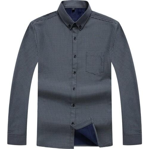 Plus size 10XL 8XL 6X 2020 Fashion Mens Slim Shirts Autumn And Winter Thickening Warm solid 5 Colors Male Social Shirt Clothing